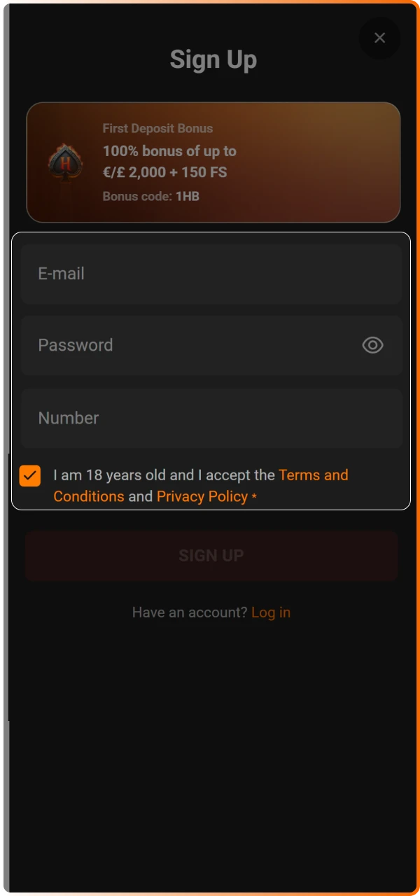 Create a Hadesbet account once the PWA is launched to access the full sportsbook and casino.