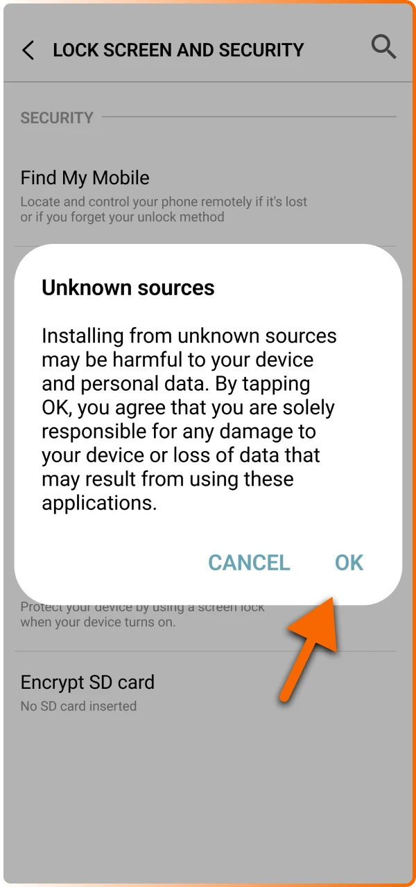 Enable unknown sources in your device security settings to allow the installation of the official Hadesbet application.