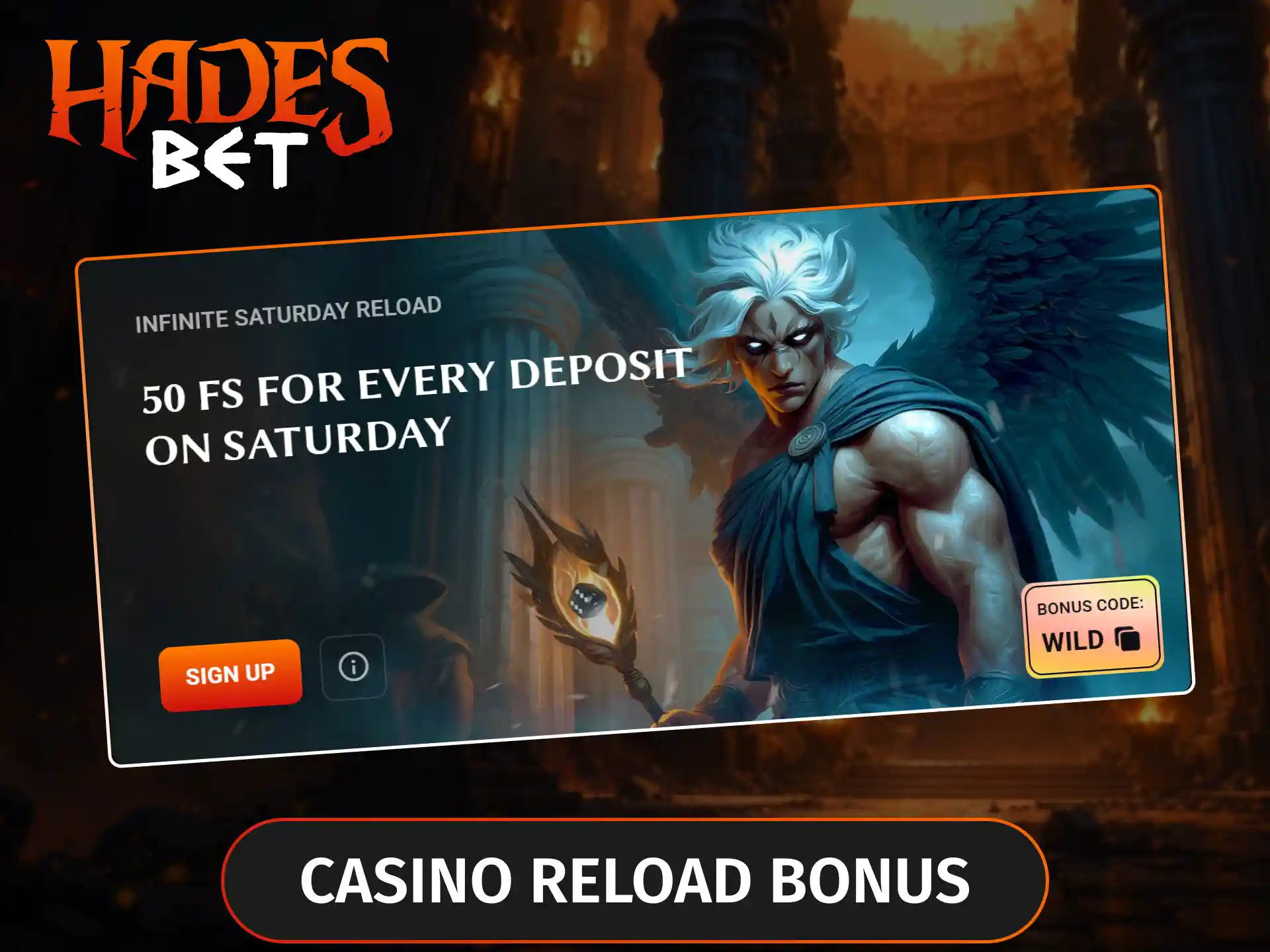 Claim the casino reload bonus to receive additional funds every time you top up your account balance.