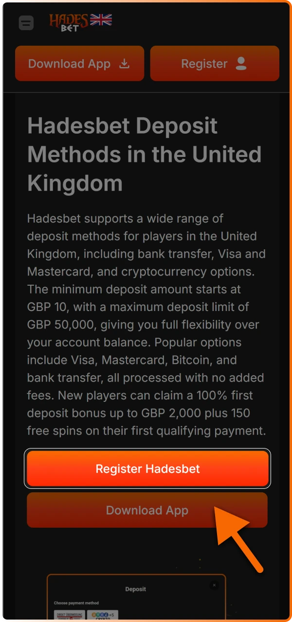 Create or log in to your account using the main menu to access the secure financial area of the platform.