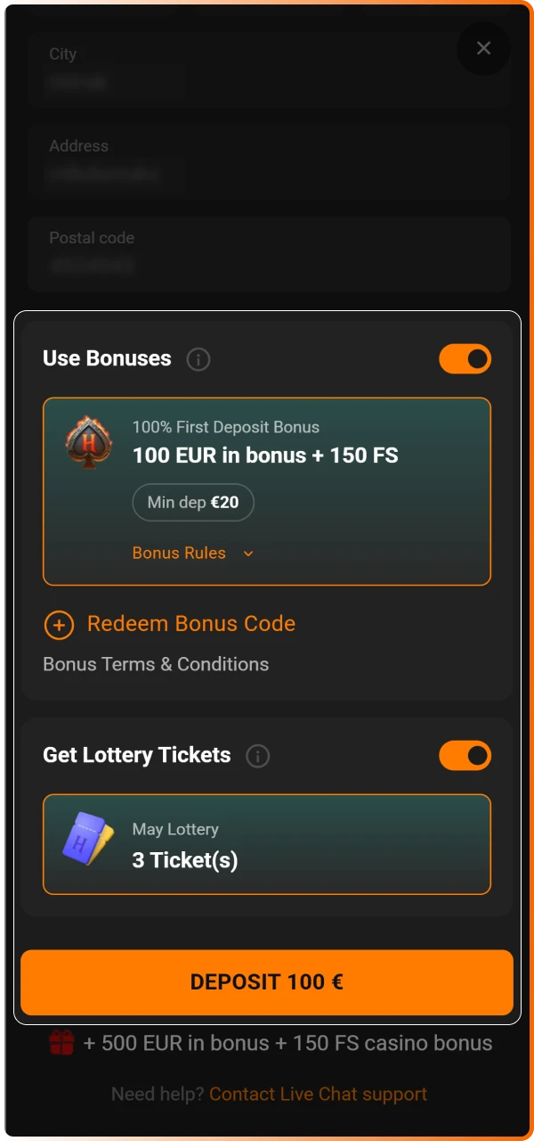 Claim your welcome bonus to receive extra chips for your favorite live roulette or blackjack games.