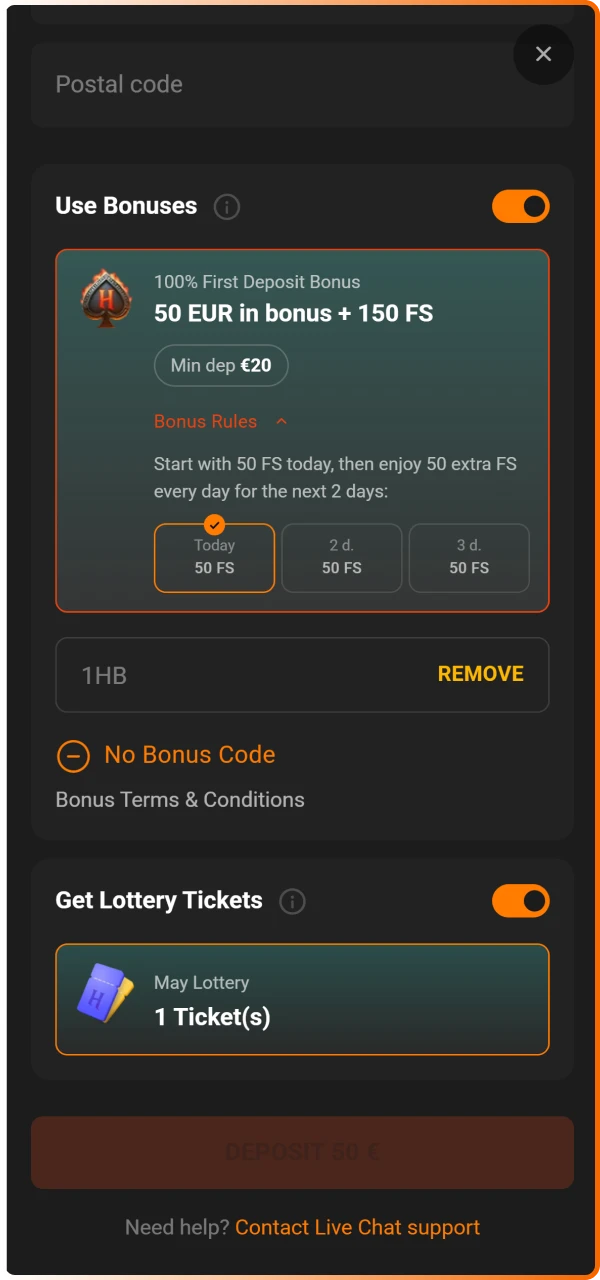 Confirm bonus activation in your account settings or the promotions tab to start using your extra funds on sports or casino games.